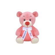 Плюшено мече с надписана панделка, розово, 15 см