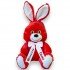 Плюшено зайче с надписана панделка, червено, 45 см
