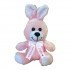 Плюшено зайче с надписана панделка, розово, 25 см