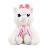 Плюшено коте с надписана панделка, бяло, 30 см Плюшено коте с надписана панделка, бяло, 30 см