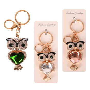 Ключодържател Бухал с камъни и сърчице, 13 см