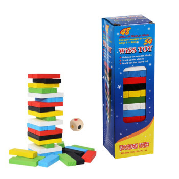 Занимателна игра Дженга с цветни плочки