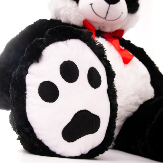 Плюшена панда гигант с червена панделка