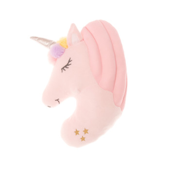 Плюшена възглавничка еднорог, розова, 32 см