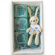 Подаръчен комплект за бебе момче - Меко зайче с надпис