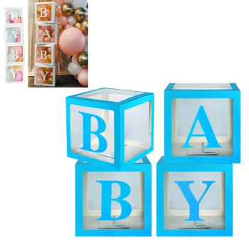 Комплект кутии за балони BABY в синьо, 4 броя