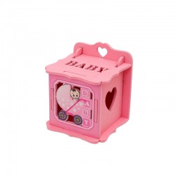 Бебешка кутийка за съхранение от дърво/розова/