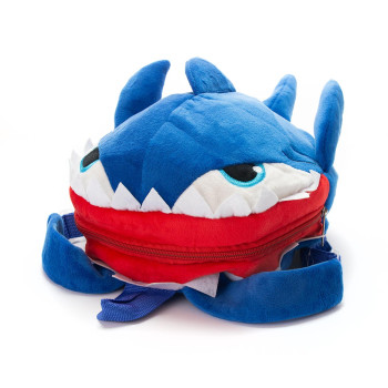 Плюшена 3D раница акула, синя, 29 см