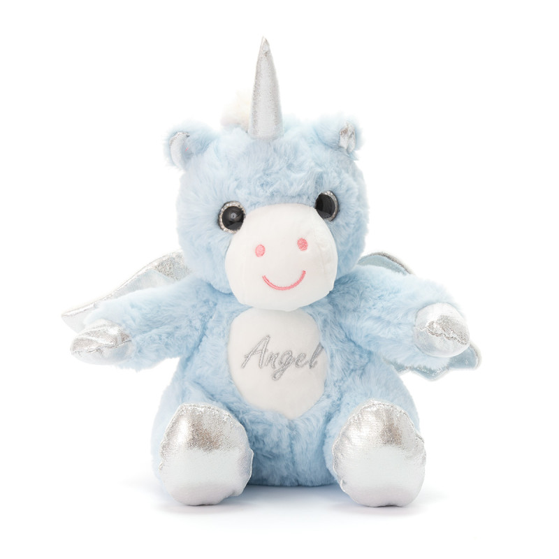 Плюшен еднорог Аглая, син, 30 см
