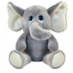Плюшен слон със сини очи, сив, 30 см