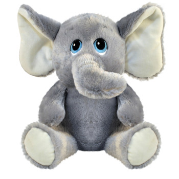 Плюшен слон със сини очи, сив, 30 см