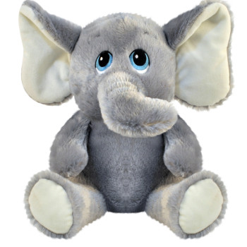 Плюшен слон със сини очи, сив, 30 см