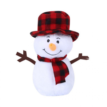 Плюшен снежен човек със шалче и коледна песен, 25 см