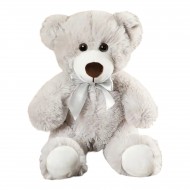 Плюшено мече с панделка, сиво, 30 см