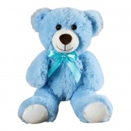 Плюшено мече с панделка, синьо, 30 см
