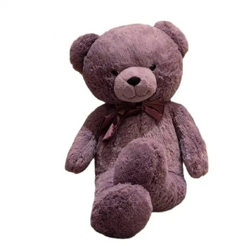 Плюшено мече с кадифена панделка, лилаво, 90 см