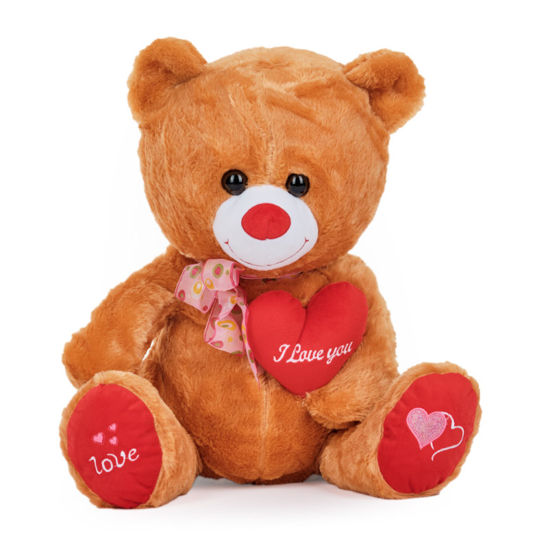 Плюшено мече за влюбени в кафяво, 47 см
