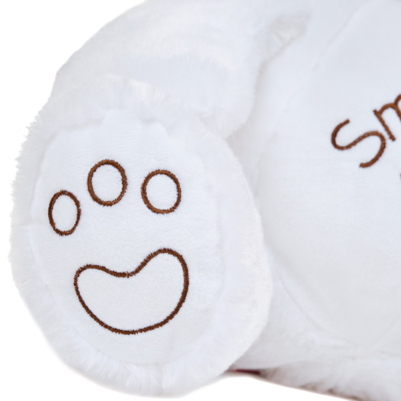 Плюшено мече Smile on с надписана панделка, екрю, 40 см