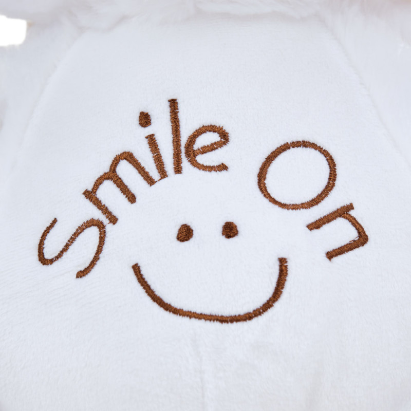 Плюшено мече Smile on с надписана панделка, екрю, 40 см
