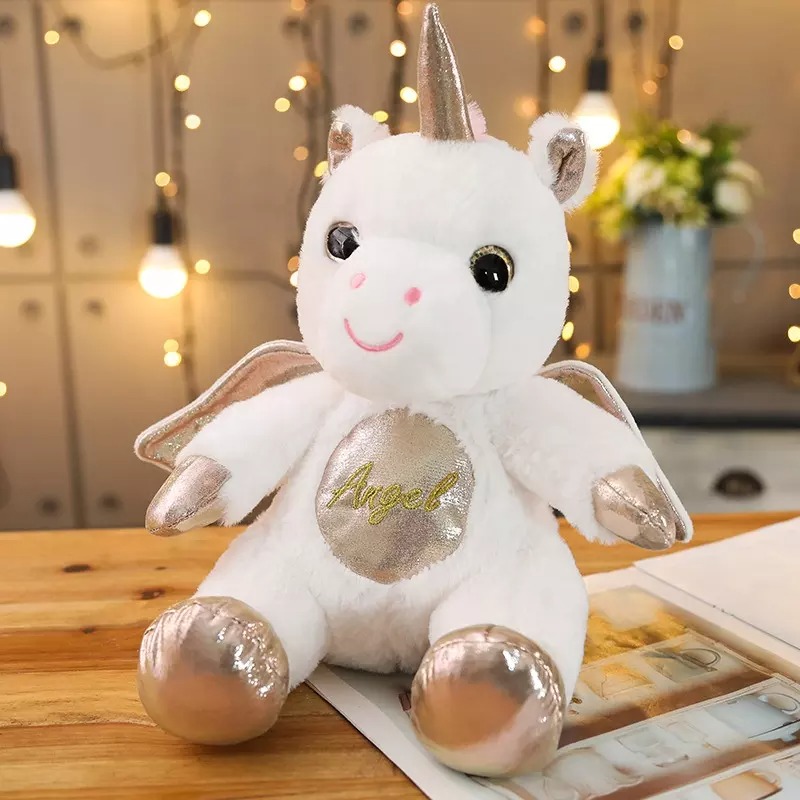 Плюшен еднорог Амая, бял, 30 см 