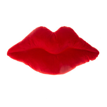 Плюшена възглавница устни, червена, 55 см