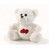Плюшено мече с тениска на сърца, бяло, 18 см