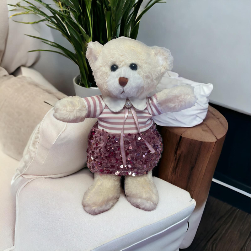 Плюшено мече с красива рокля, кафяво, 28 см