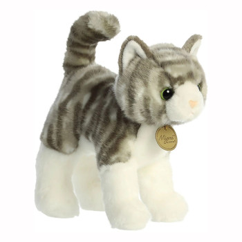Плюшено коте на ивици Aurora, сиво, 21 см