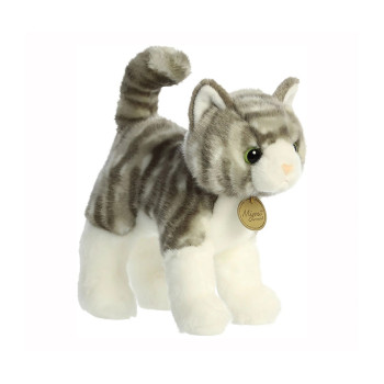 Плюшено коте на ивици Aurora, сиво, 21 см