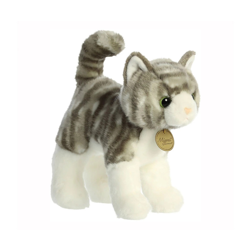 Плюшено коте на ивици Aurora, сиво, 21 см