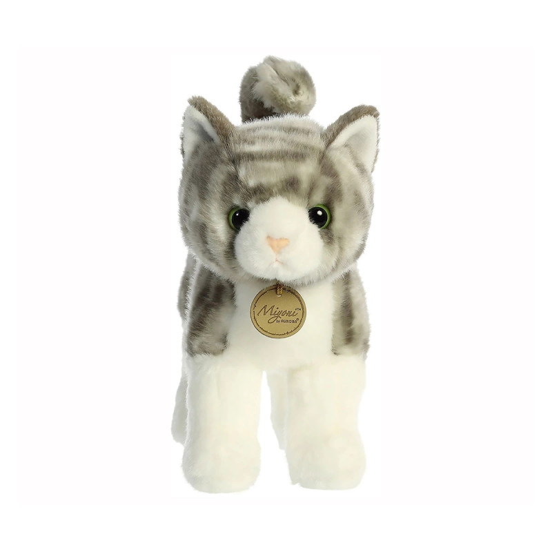 Плюшено коте на ивици Aurora, сиво, 21 см