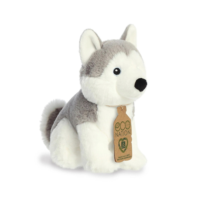 Плюшено куче хъски Aurora Eco, сиво, 20 см