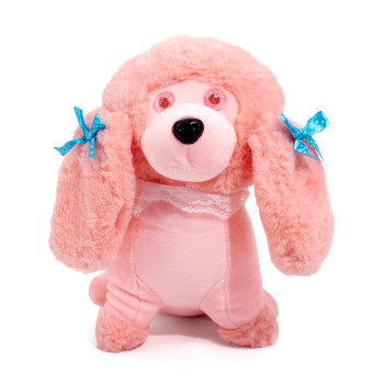 Плюшено куче пудел, розово, 22 см