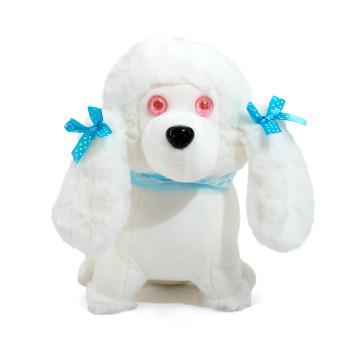 Плюшено куче пудел, бяло, 22 см