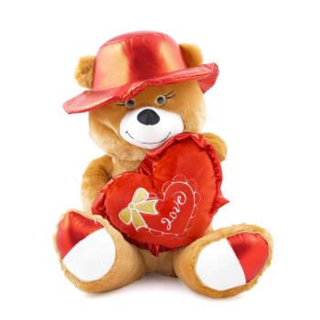 Плюшено мече с капела и сърце, 45 см 