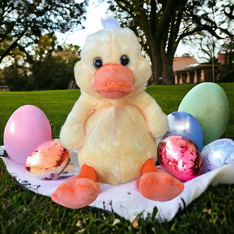 Плюшено пате със стъклени очи, 40 см