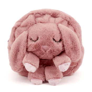 Плюшена раничка със зайче, розова, 28 см