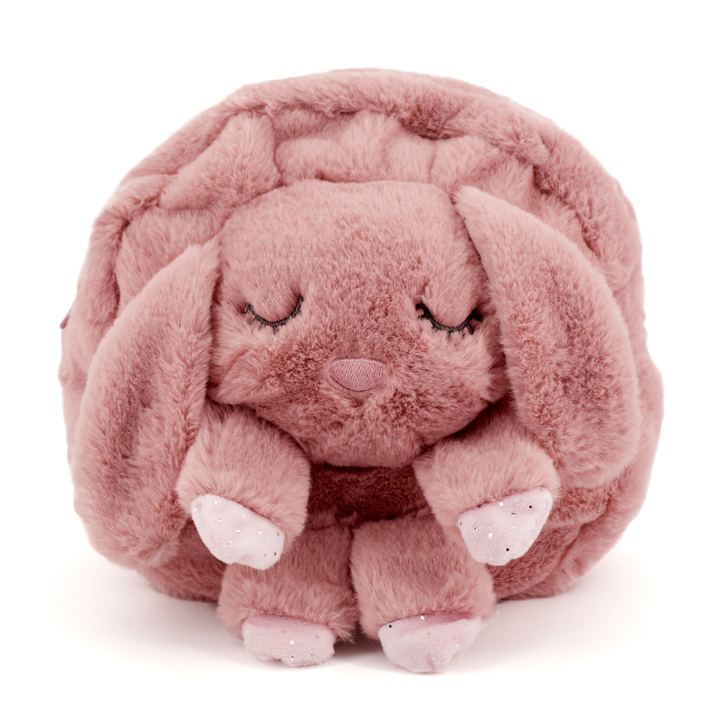 Плюшена раничка със зайче, розова, 28 см