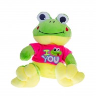 Плюшена жабка  с розова тениска "I love you"