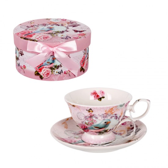 Луксозна чаша за чай в кутия Цветя /керамика/