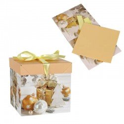 Подаръчна кутия с коледна декорация в жълто