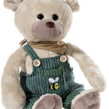 Плюшено мече с гащеризон, кафяво, 35 см