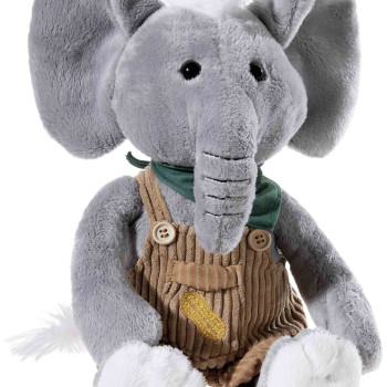 Плюшен слон с гащеризон, сив, 35 см