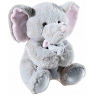 Плюшено Слонче с бебе, сиво, 25 см