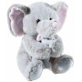 Плюшено Слонче с бебе, сиво, 25 см