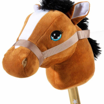 Дървено конче на пръчка, кафяво, 75 см