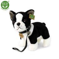 Плюшено куче Бостънски териер с каишка, стоящо, 23 см
