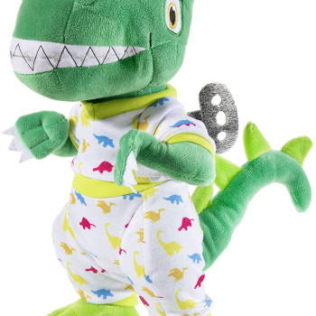 Плюшена играчка Динозавър с пижама, зелен, 26 см