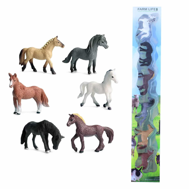 Комплект фигурки Животни Коне - 6 броя, 5 см.