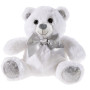 Плюшено мече с панделка, бяло, 25 см